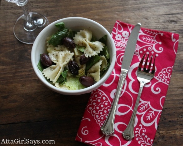 Artichoke & Olive Pasta Salad for Lunch by AttaGirlSays.com