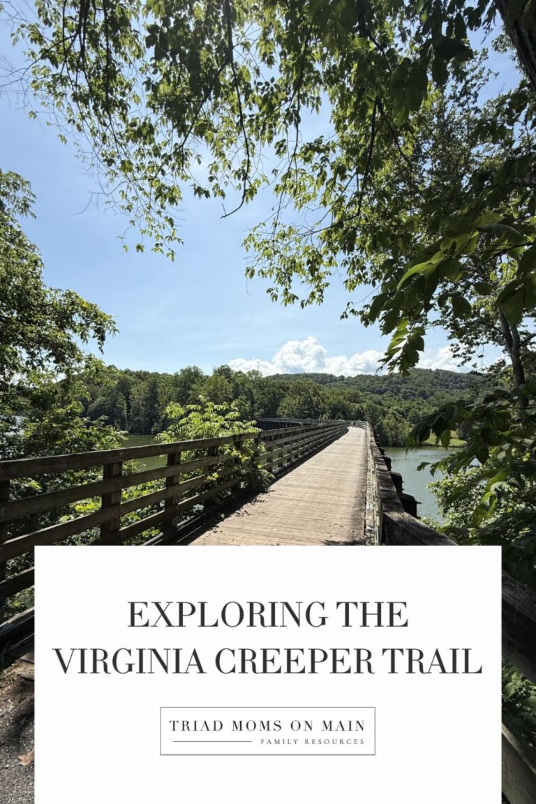 Photo with Text "Exploring the Virginia Creeper Trail" Over