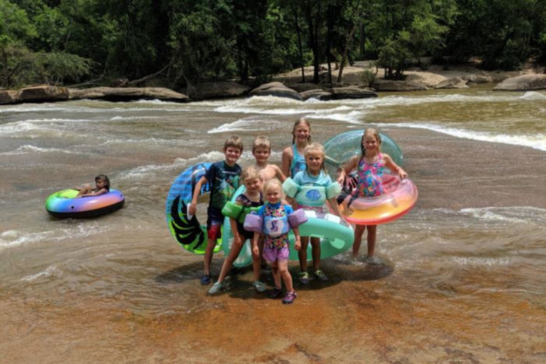 If you haven’t heard of it before, the Bullhole is a local swimming hole created by a stone dam in the South Yadkin River.