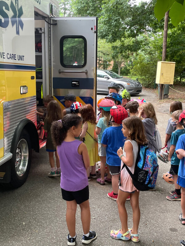 Kids Touring Ambulance at Safety Town in Greensboro, NC
