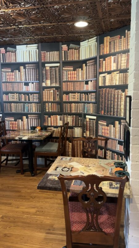 Library themed room at The Book & Bee in Hendersonville, NC