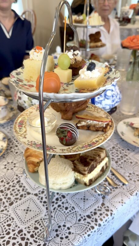 Three tiered tea tower at The Book & Bee in Hendersonville, NC