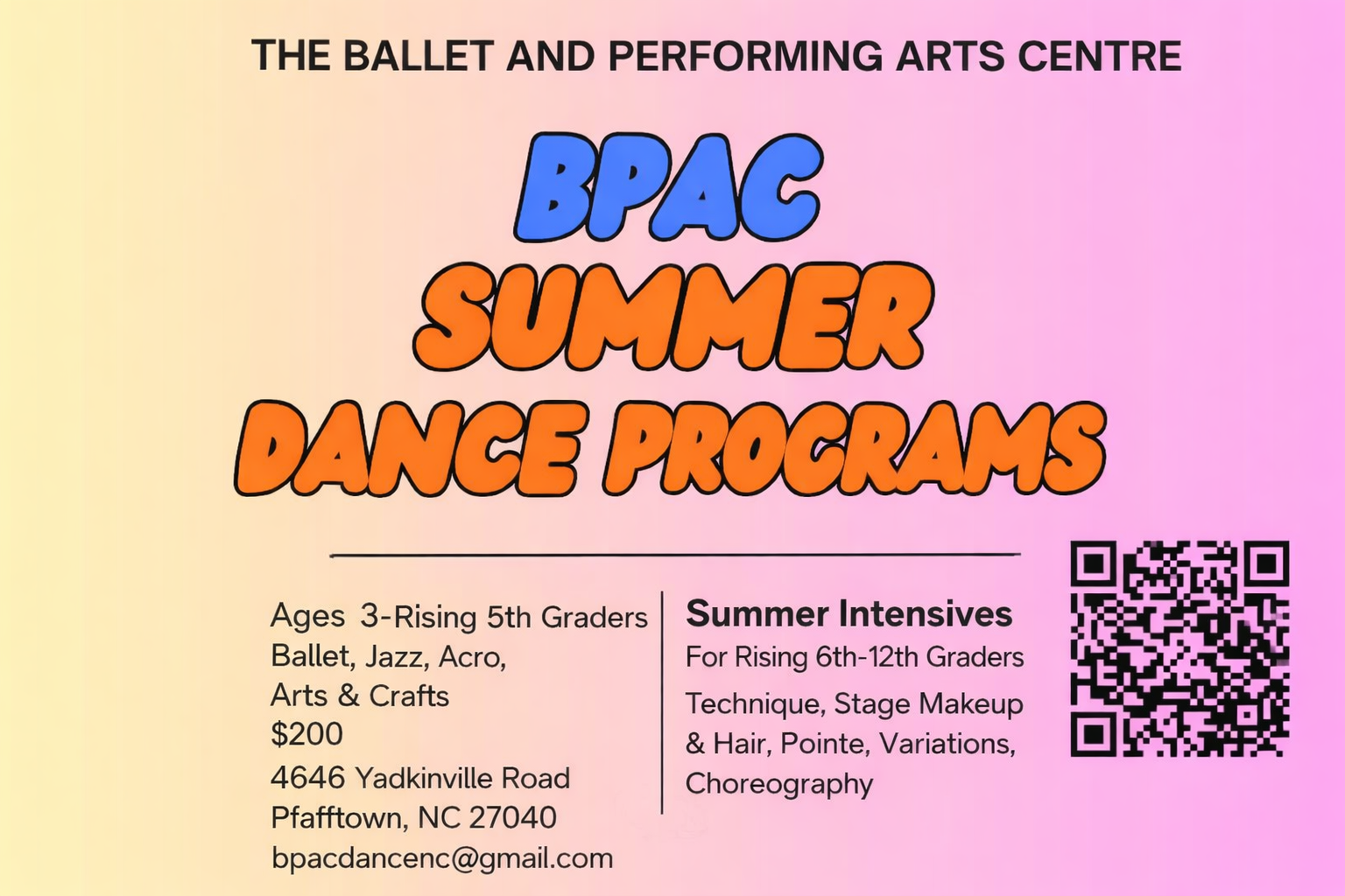 The Ballet and Performing Arts Centre Summer Programs