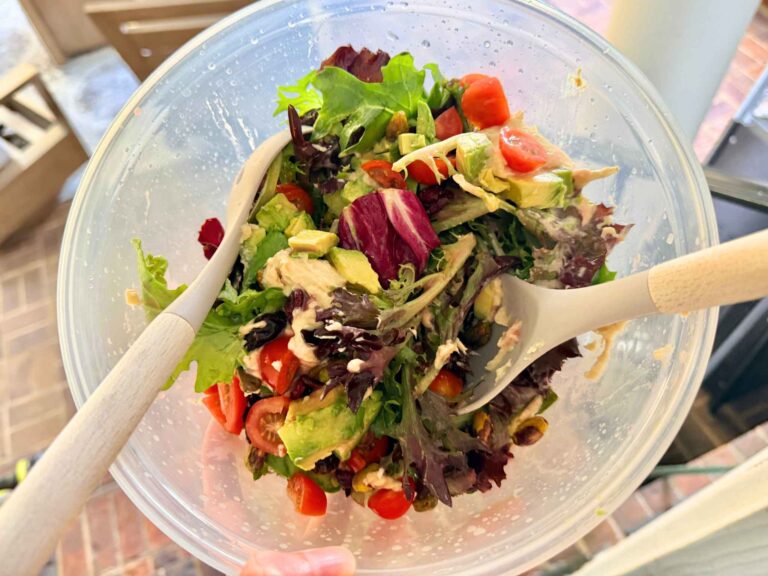 Spring Greens Salad with Avocado, Pistachios & Raspberry Vinaigrette