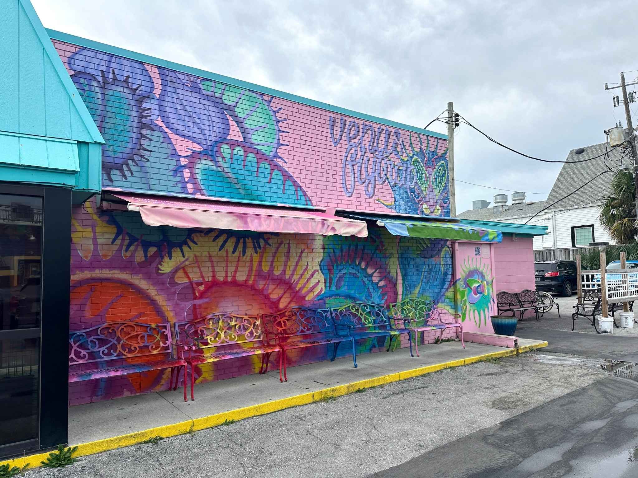 Venus Fly Trap Mural at Kate's Pancake House in Carolina Beach, NC