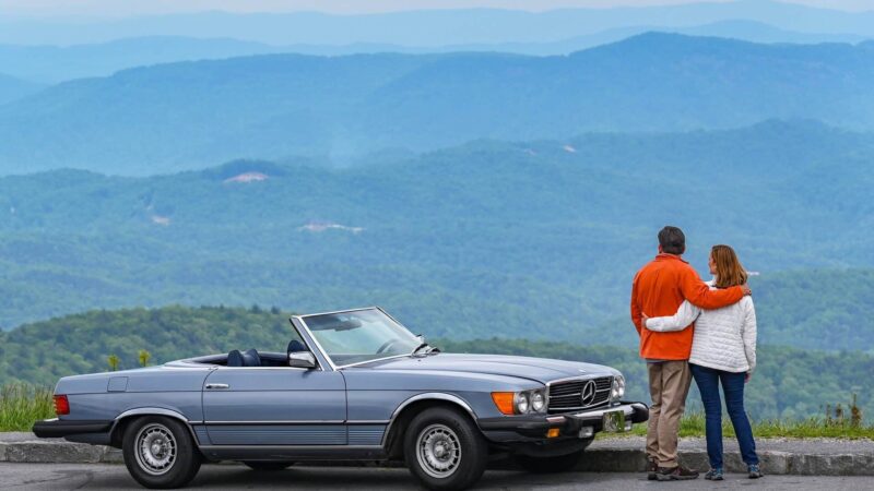 Couple on the Blue Ridge Parkway in Blowing Rock, NC