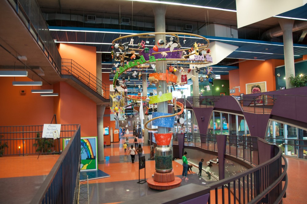 Inside Lobby ImaginOn Sculpture
