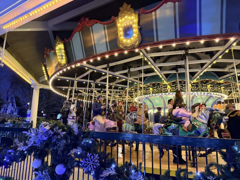 Carousel decorated at Winterfest at Carowinds in Charlotte, NC