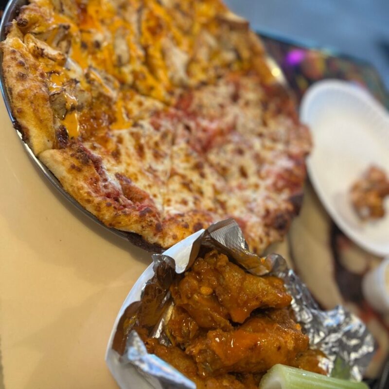 Anchor Draft House pizza and wings
