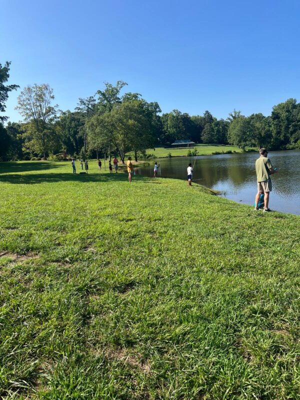 Fishing at Country park, Greensboro, North Carolina with kids