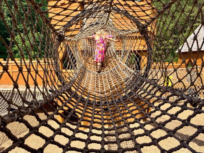 Daniel Stowe Botanical Garden castle hanging bridge