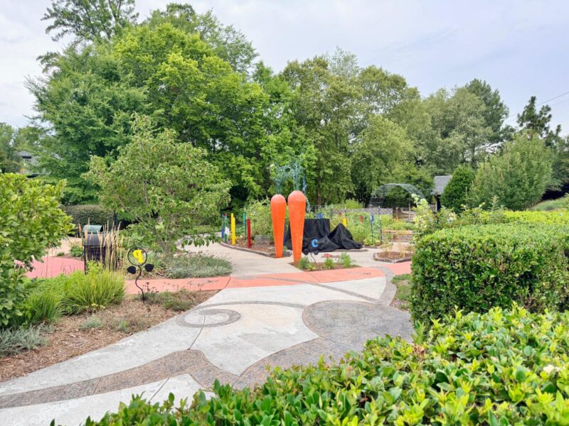 The Michel Family Children’s Garden Gateway gardens Greensboro carrots structure