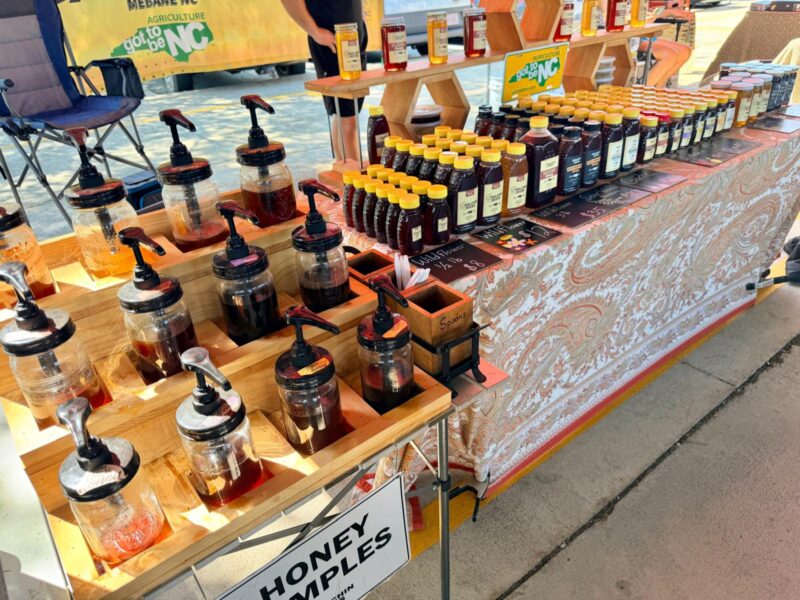 Piedmont Triad Farmers Market honey sanples