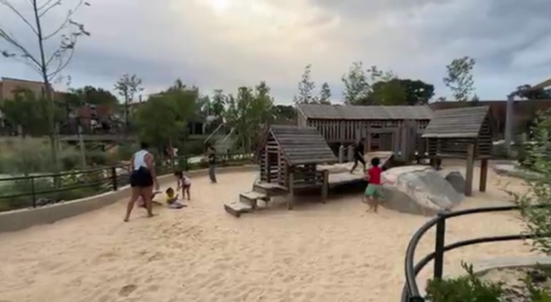 Dorothea Dix Park & Gipson Play Plaza Raleigh NC play area with sand