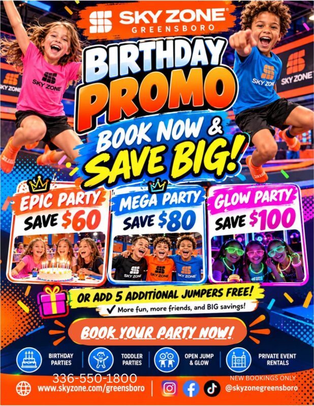 Sky Zone Birthday Party Promo Flyer