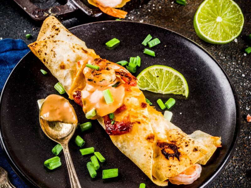 Shrimp Enchiladas with Honey Chipotle Sauce