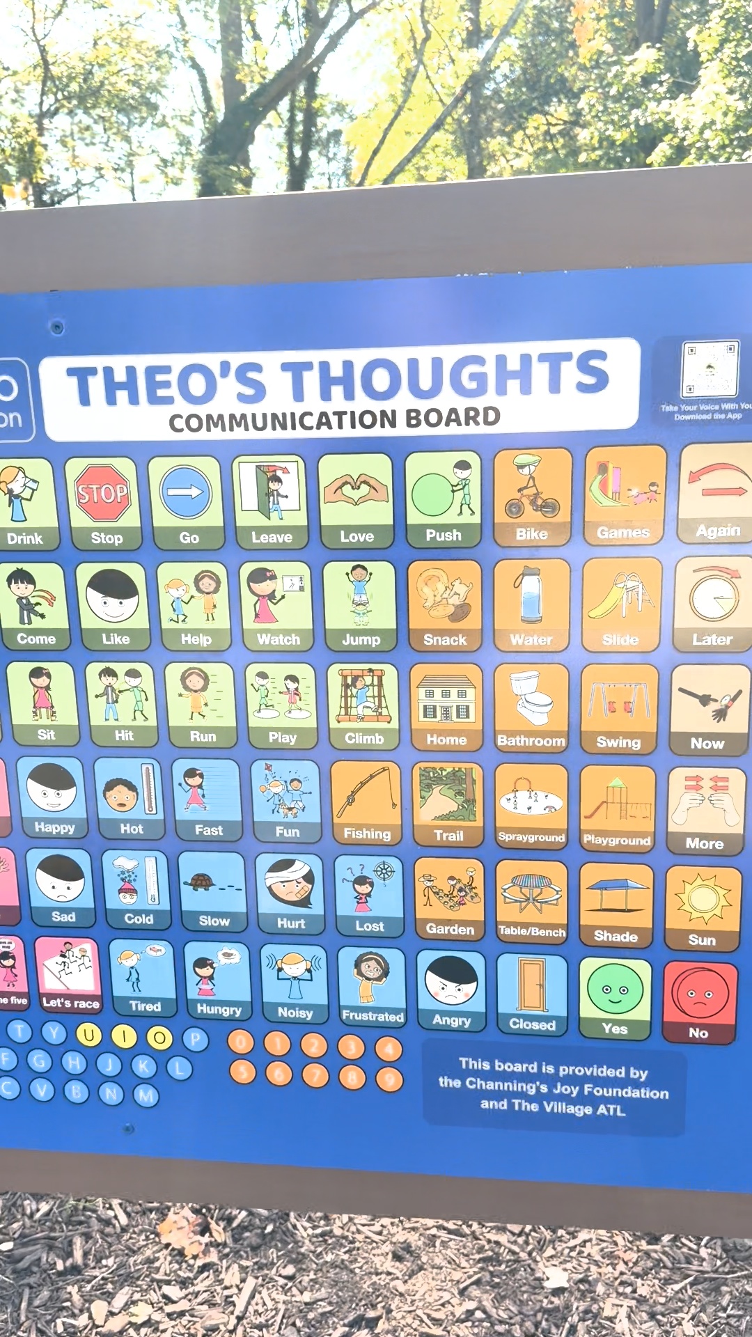Communication board at Keeley Park Greensboro