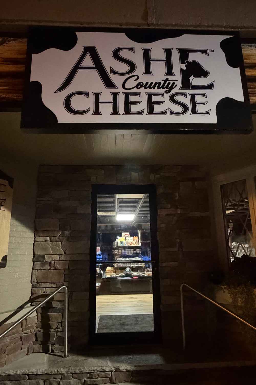 Outside Ashe County Cheese Co. in West Jefferson, NC